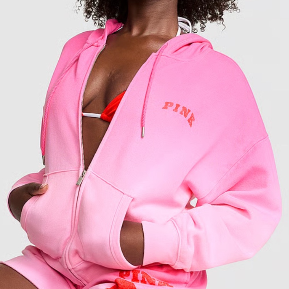 Victoria's Secret Pink EDL Full Zip Jacket Dusty Rose Medium New With Tags